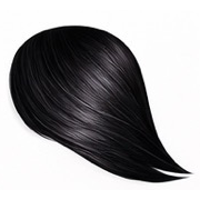 Black hair hair color swatch on a white background